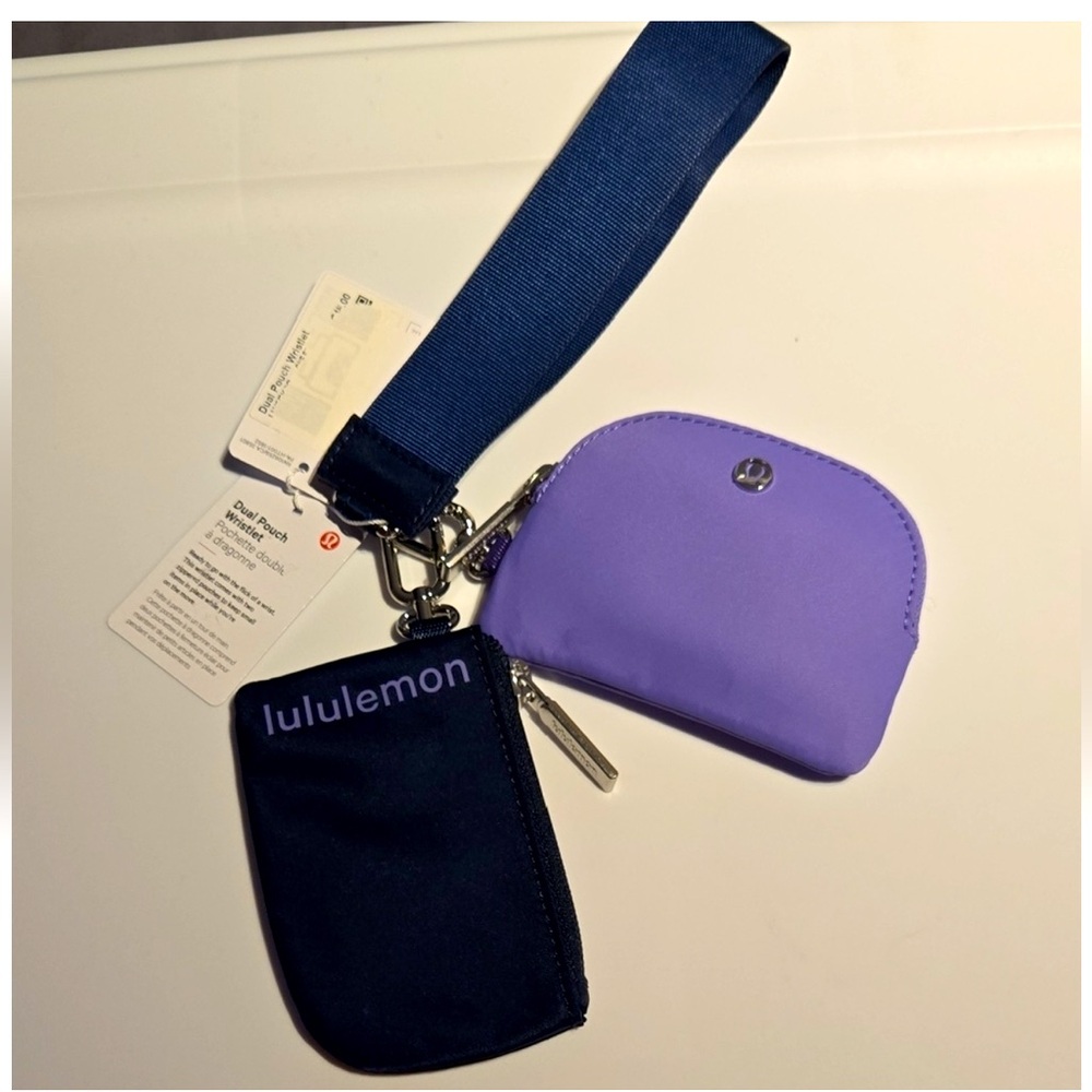 Lululemon Athletica Dual Pouch Wristlet in Purple and Navy